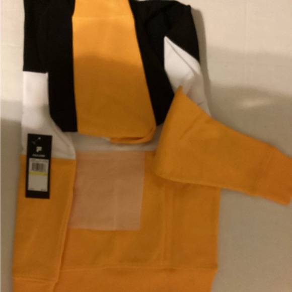 Ladies Fila Hoodie Colorblock gold, black and white Medium - Picture 3 of 5